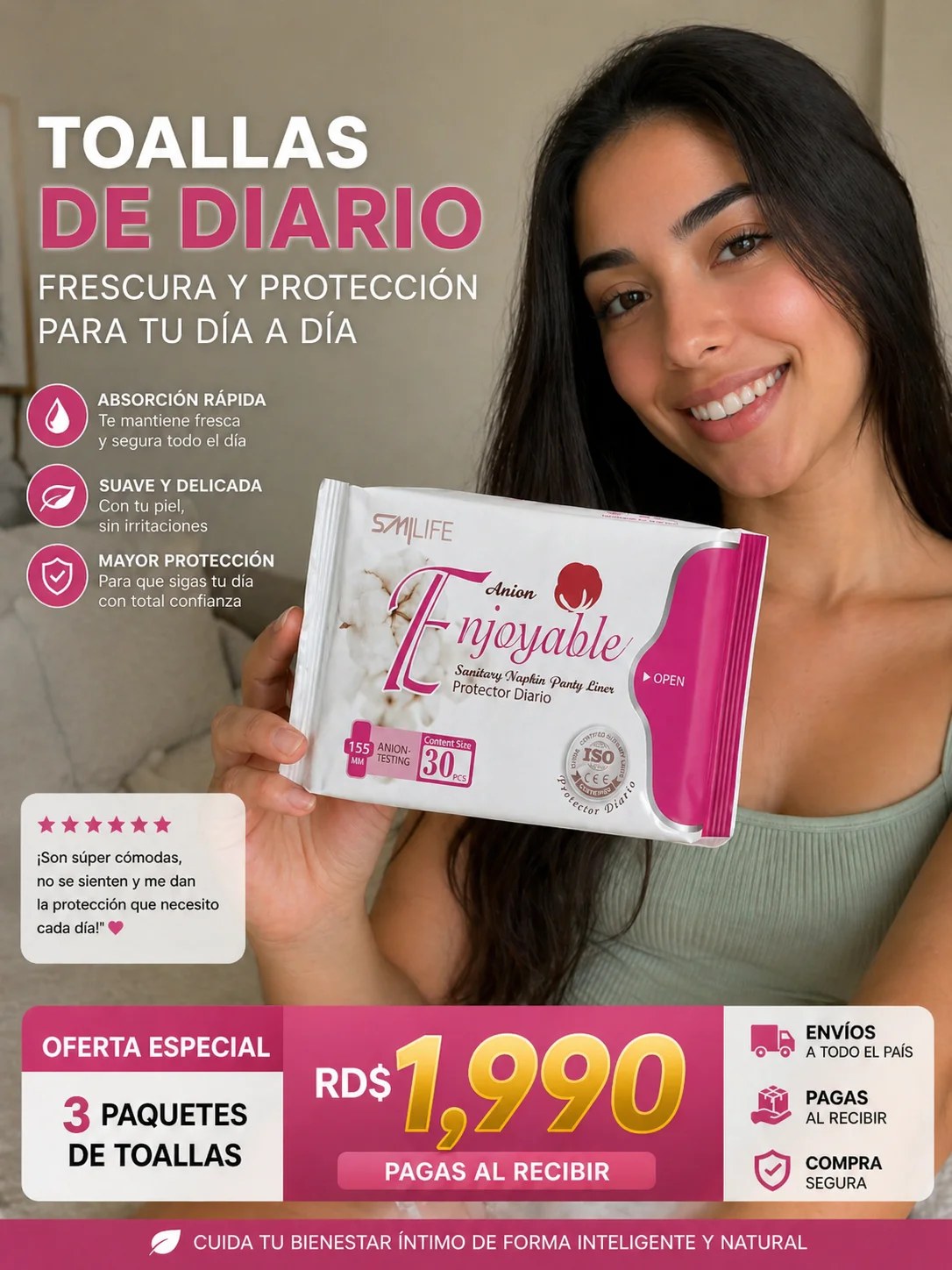 Protectores Diarios Premium HGW, 3 paquetes por RD$1,990